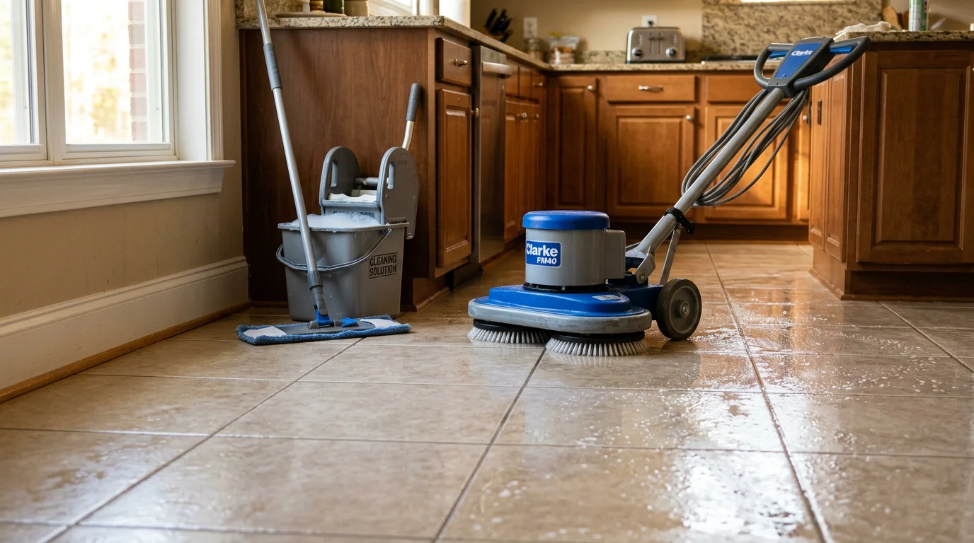 A clean, streak-free hard surface floor inside a High Point home after professional floor cleaning by On The Spot Carpet Cleaning. The floor surface is free of dirt buildup and residue, showing a clear, even finish.