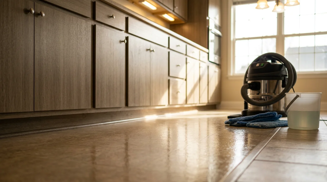 A clean, streak-free vinyl floor in a High Point home after professional cleaning by On The Spot Carpet Cleaning. The surface is free of scuff marks and grime, showing a restored, even finish.